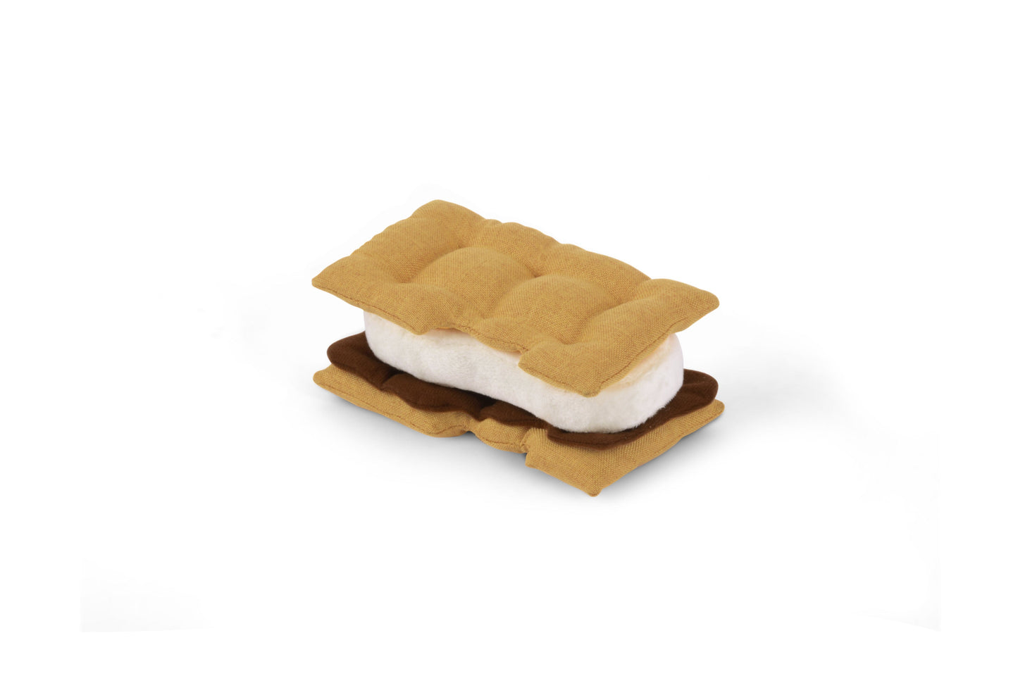 A photo of the toy in the Gimmie S'more Toy in the Gimmie S'more Toy and 14 Oz Fresh Fields Bison and Apple Jerky Chips Bundle. This bundle is from Fresh Fields by Colorado Pet Treats and P.L.A.Y.