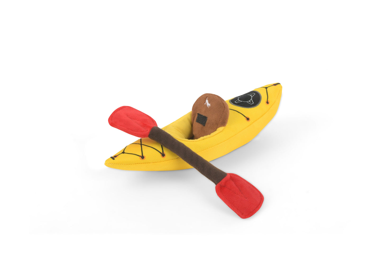 A photo of the toy in the K-9 Kayak Toy in the K-9 Kayak Toy and 14 Oz Fresh Fields Turkey and Sweet Potato Jerky Chips Bundle. This bundle is from Fresh Fields by Colorado Pet Treats and P.L.A.Y.