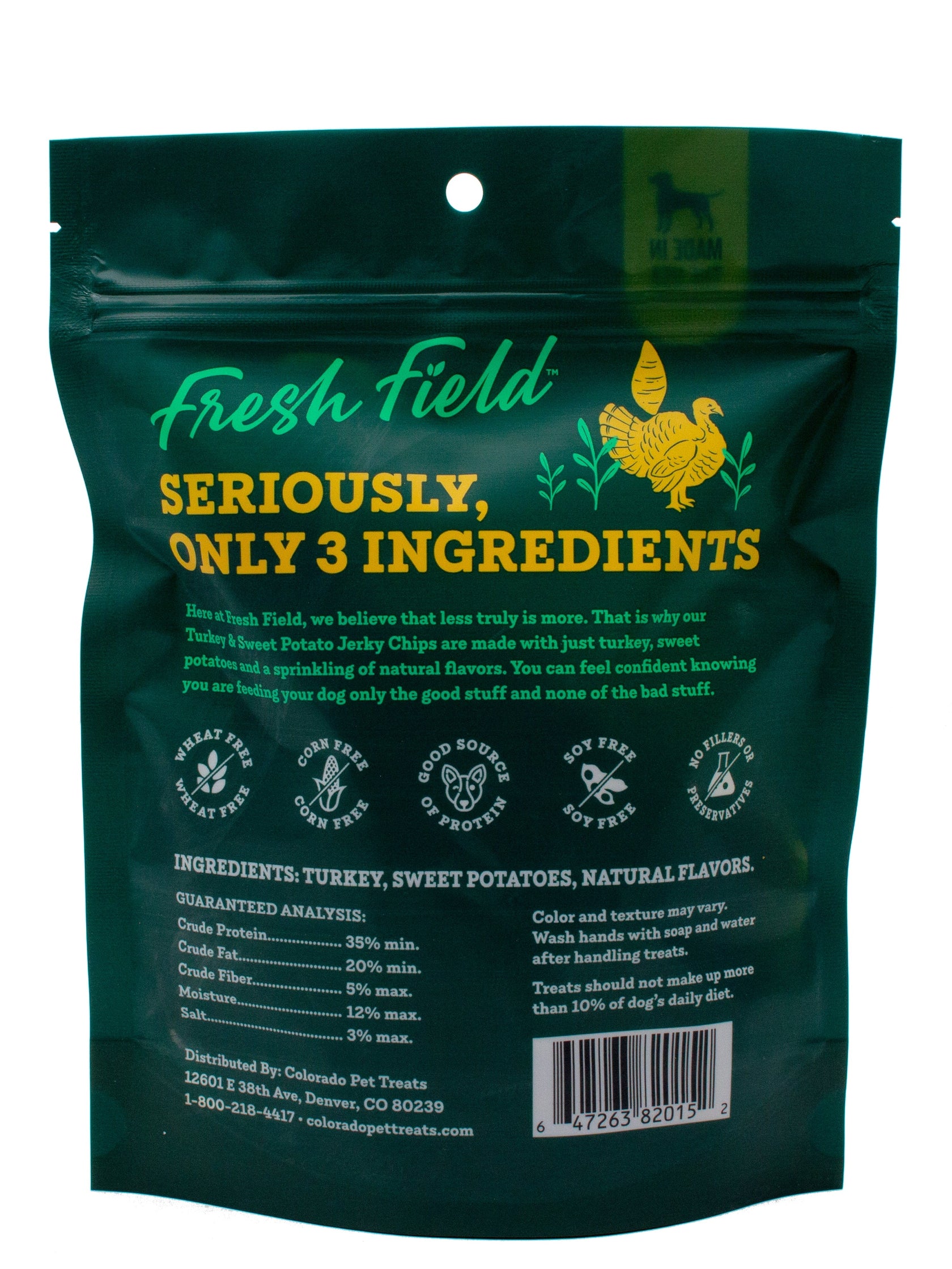 Fresh Field Turkey & Sweet Potato Jerky Chips Dog Treats Colorado Pet